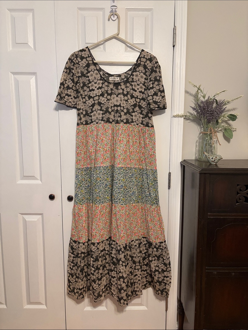 NATURAL LIFE Black Floral Patchwork Maxi Dress